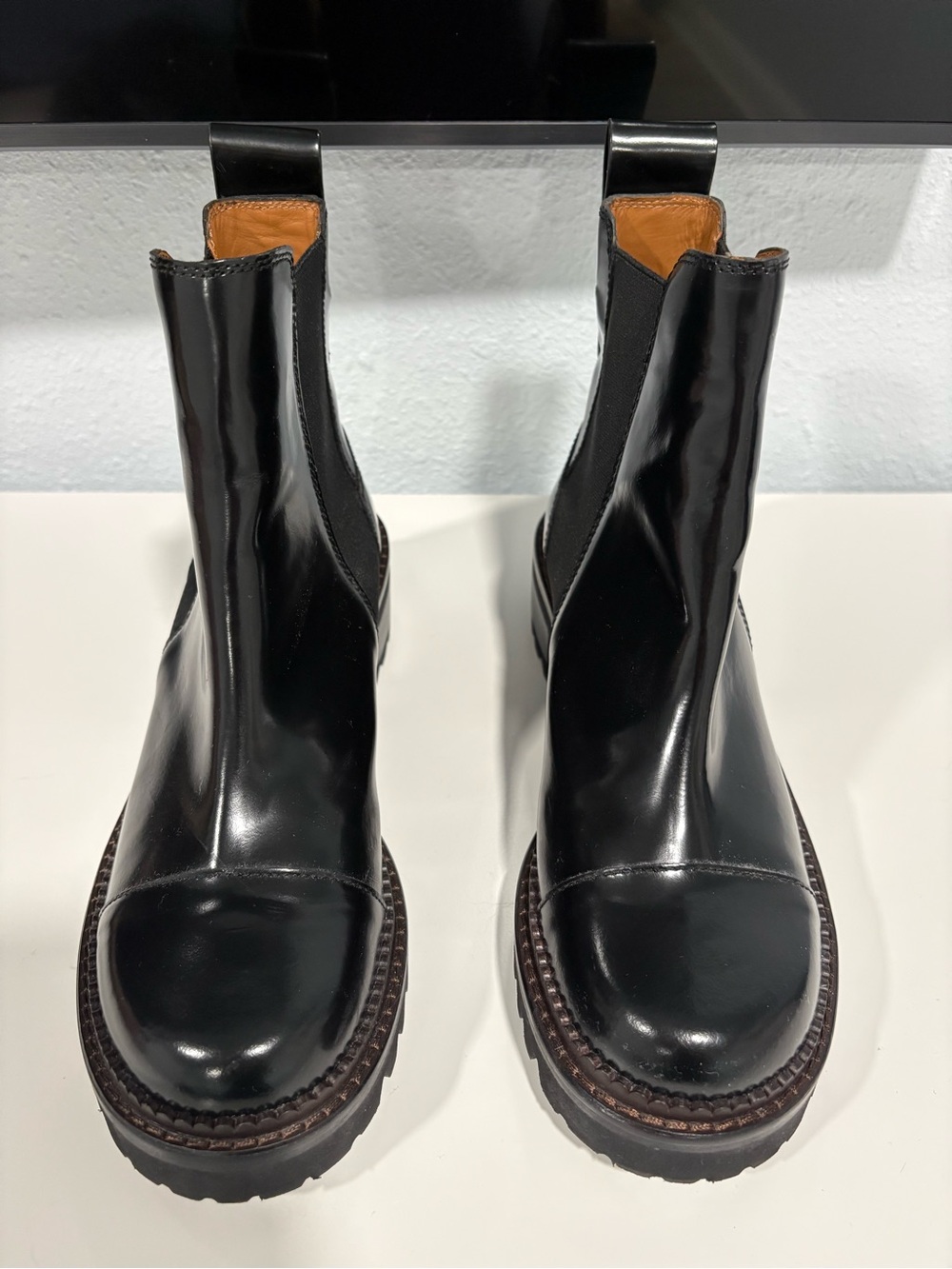 See by Chloe Women’s Leather Mallory Glossed Leather Chelsea Boots